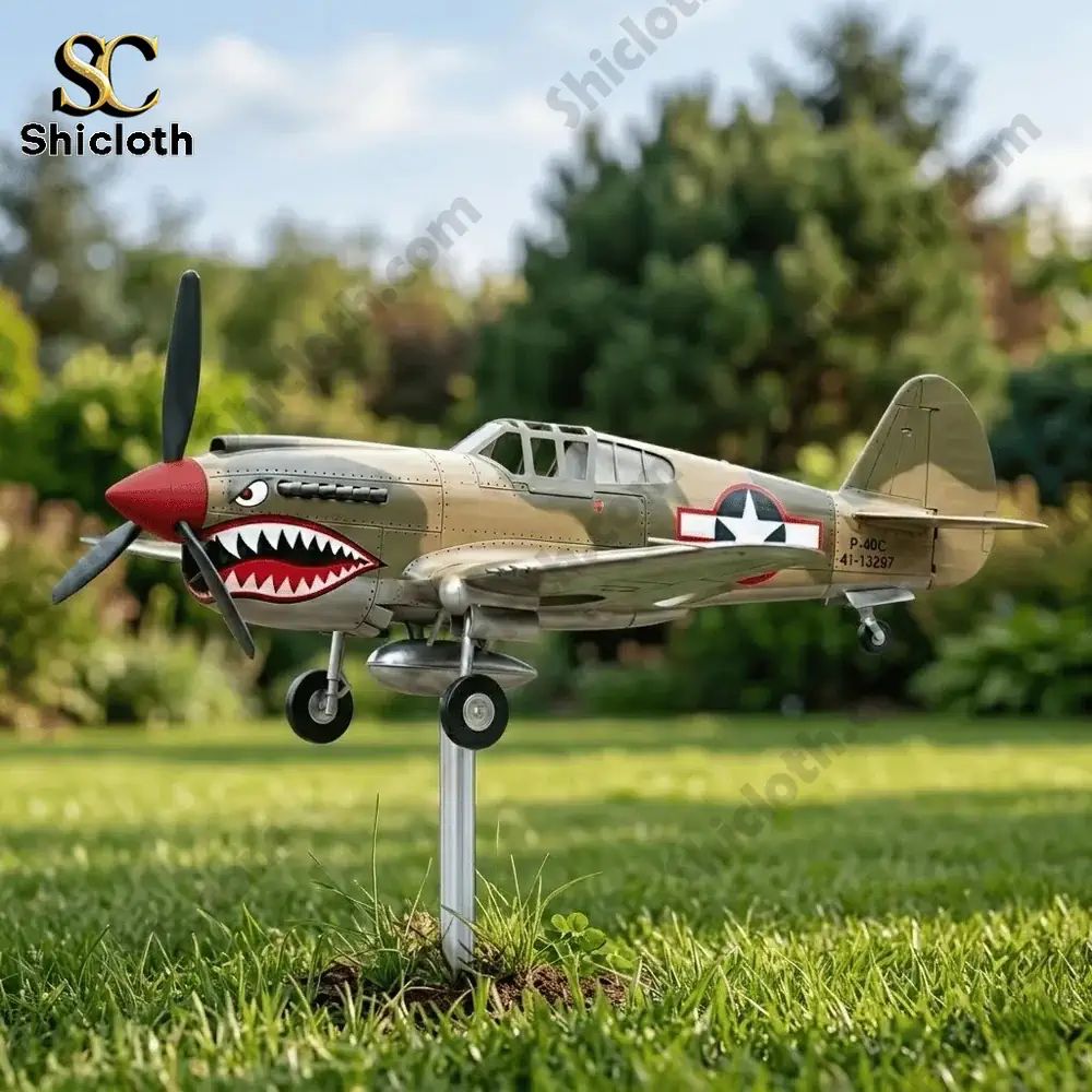 New Shark Mouth Warplane Wind Spinner For Garden