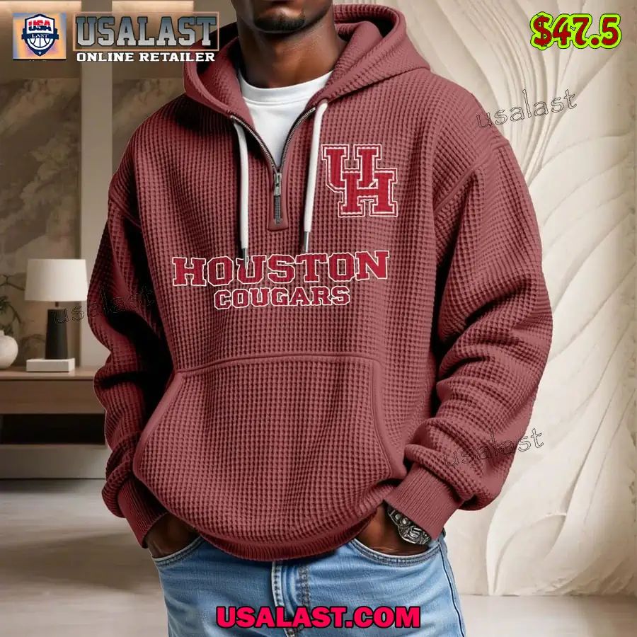 Houston Cougars Waffle Half Zip Hoodie