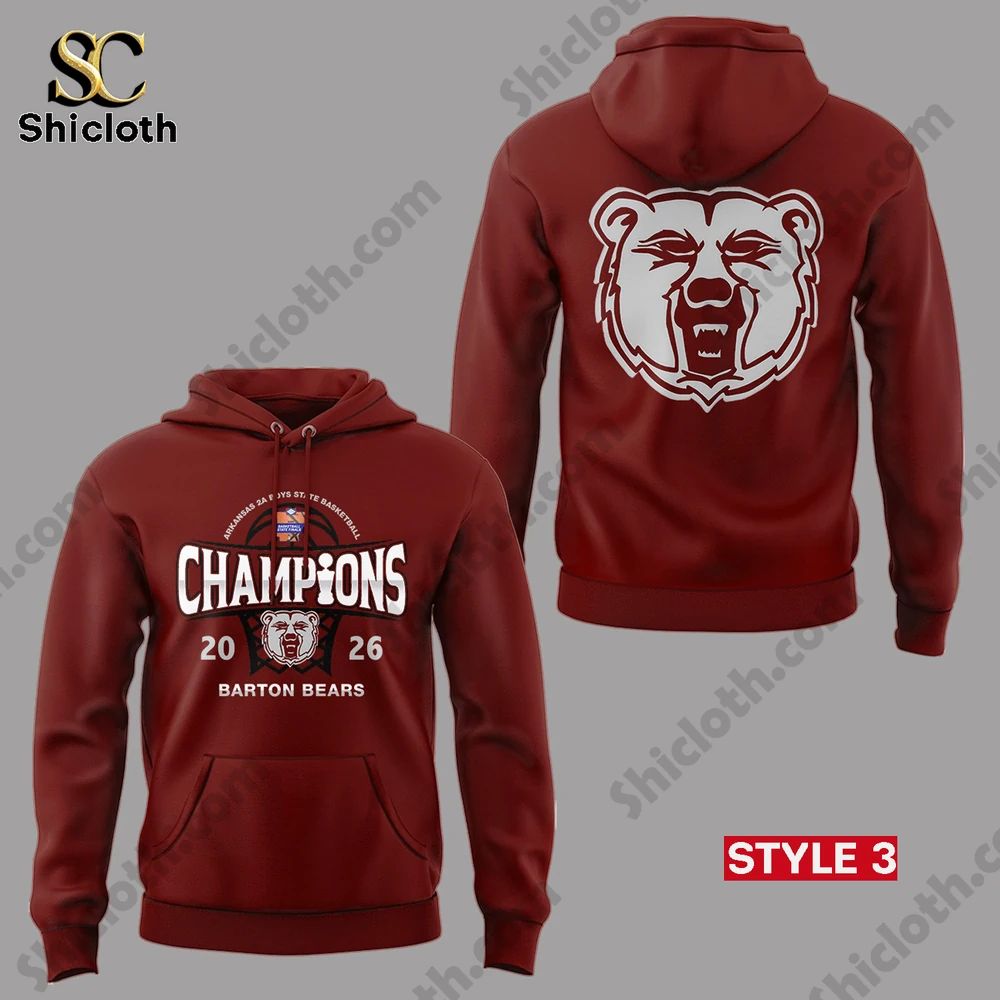 Barton Bears 2026 Arkansas 2A Boys Basketball State Championship Hoodie
