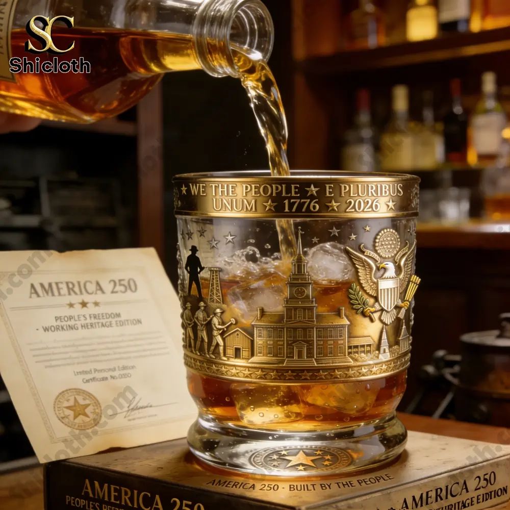 America We The People 250th Anniversary 1776-2026 Whiskey Glass