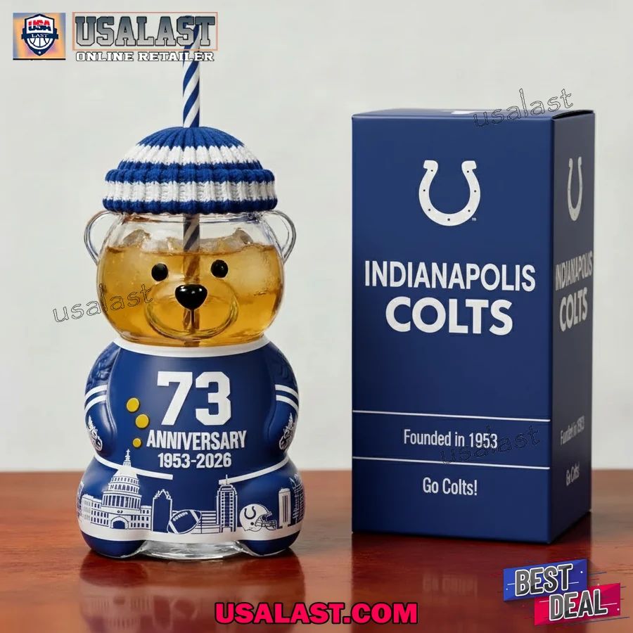 Indianapolis Colts 73rd Anniversary Bear Glass Cup