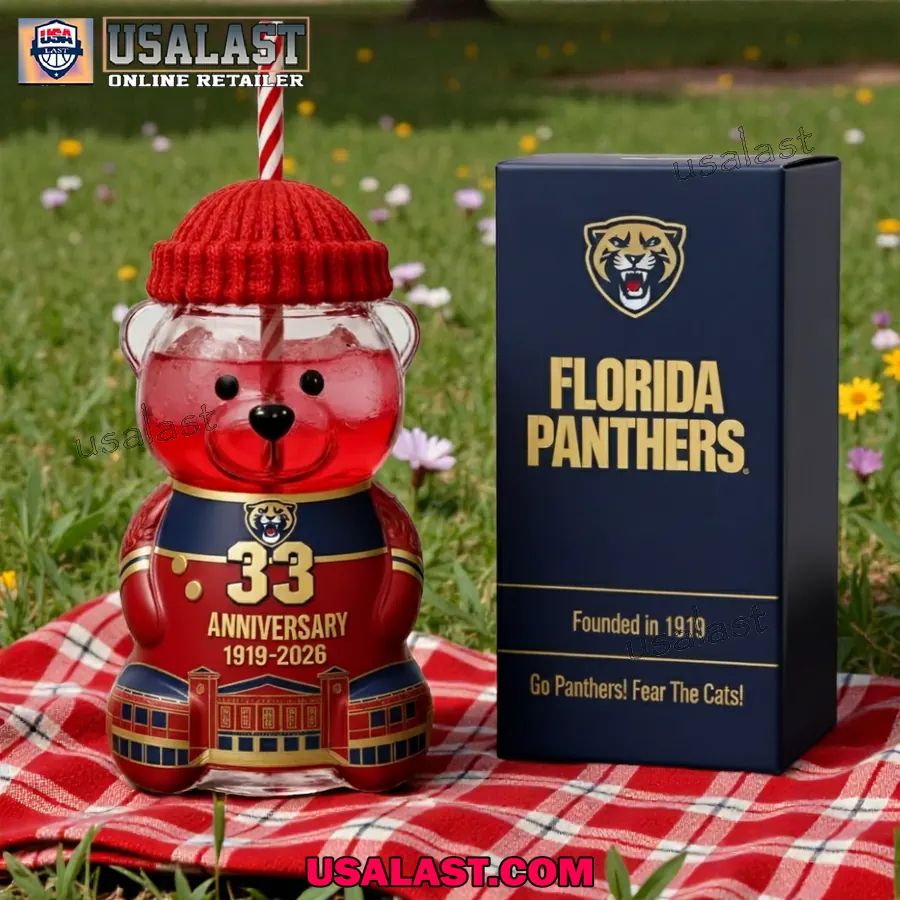 Florida Panthers 33rd Anniversary Collectible Bear Glass Cup