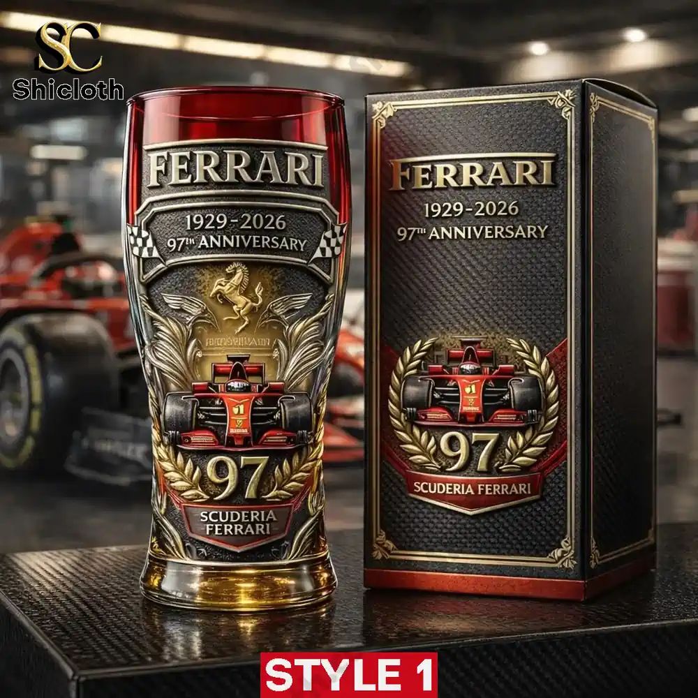 Ferrari Racing Team 1929-2026 97th Anniversary 3D Relief Pint Glass