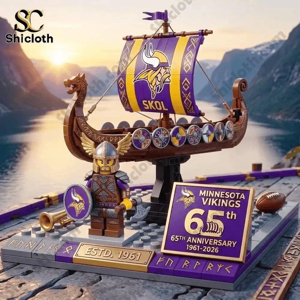 Minnesota Vikings 65 Years Heritage Collection Skol Longship Anniversary Building Set