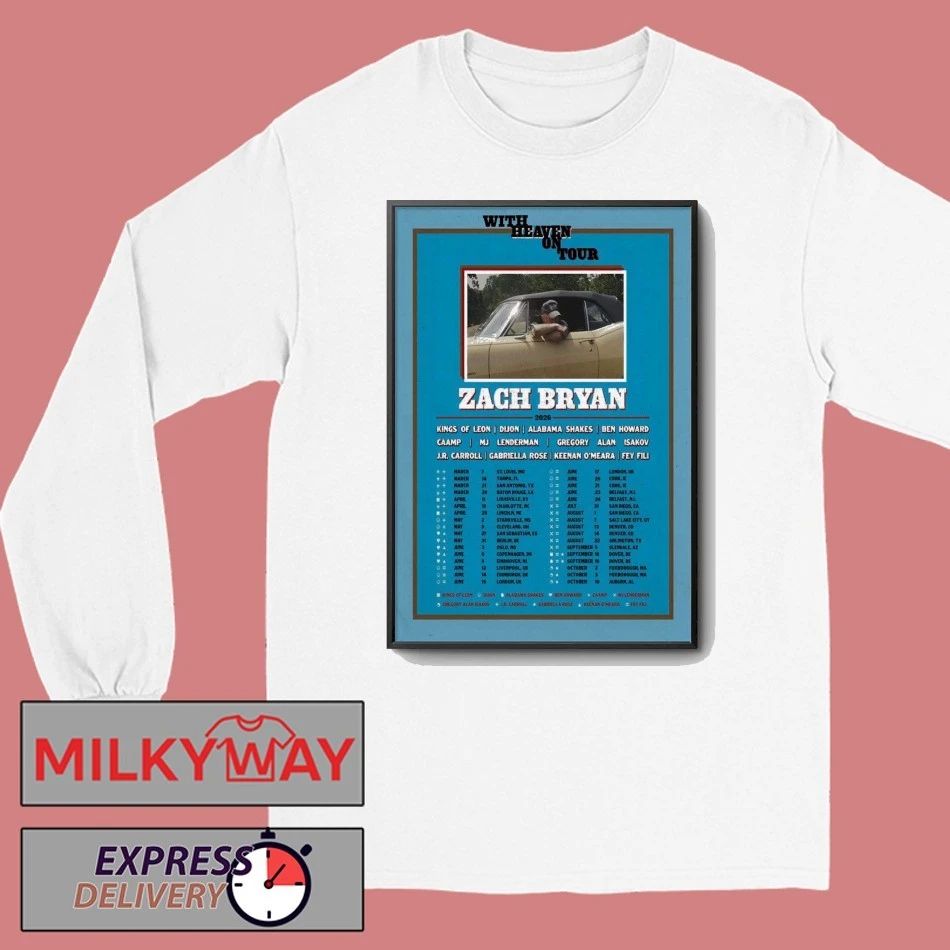 Zach Bryan With Heaven On 2026 Tour Poster shirt