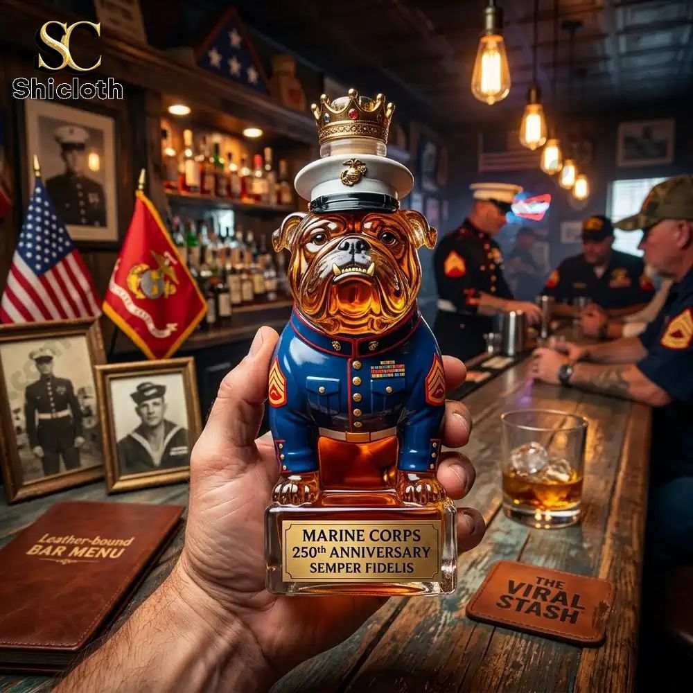 US Marine Corps Devil Dog 250th Anniversary Commemorative Whiskey Bottle