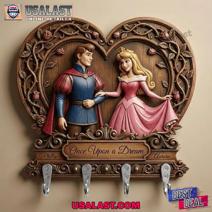 Sleeping Beauty Couple Heart Shape Key Holder