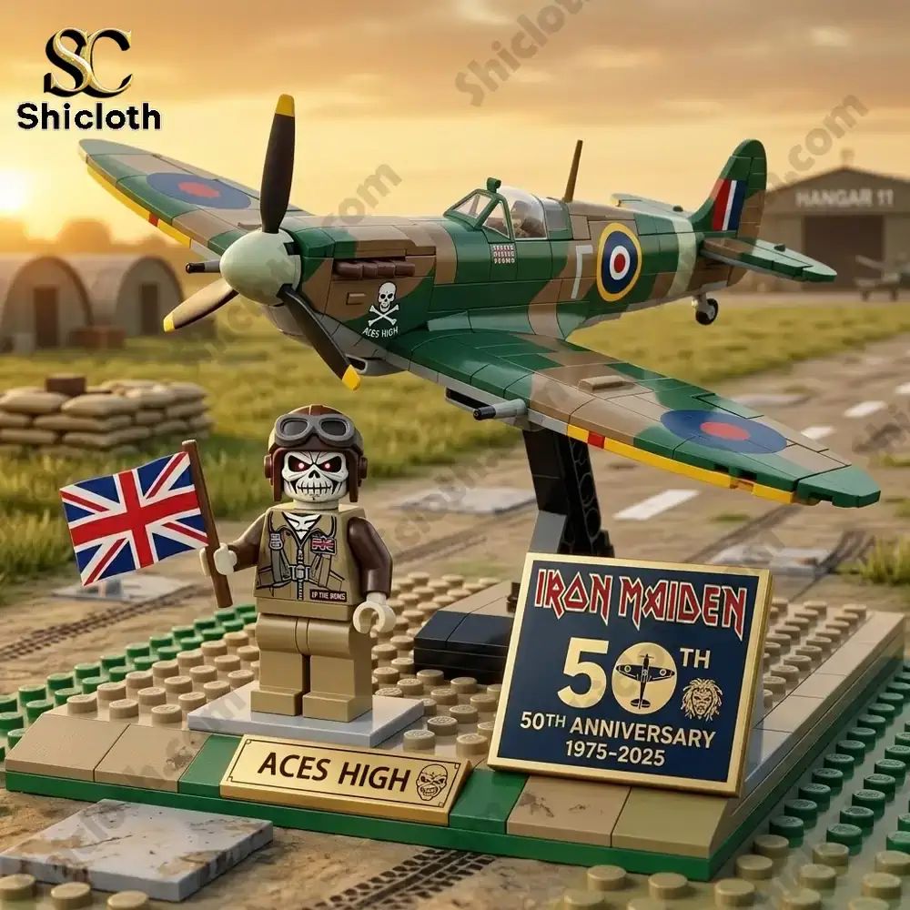 Iron Maiden 50Th Anniversary The Aces High Spitfire Diorama Building Block Set