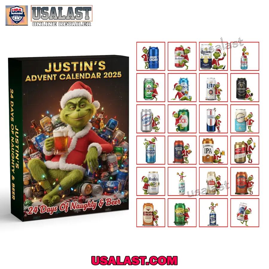 Personalized Grinch Naughty Beer Advent Calendar 2025