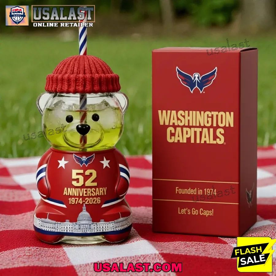 Washington Capitals 52nd Anniversary 1974-2026 Bear Glass Bottle