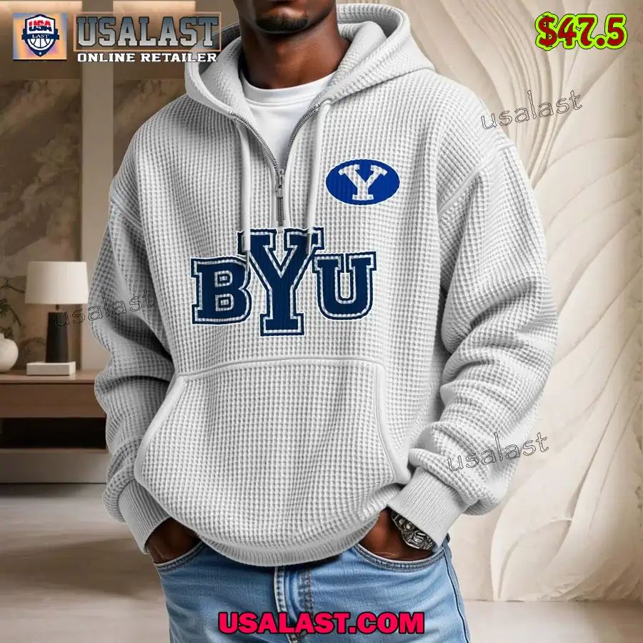 BYU Cougars Waffle Half Zip Hoodie