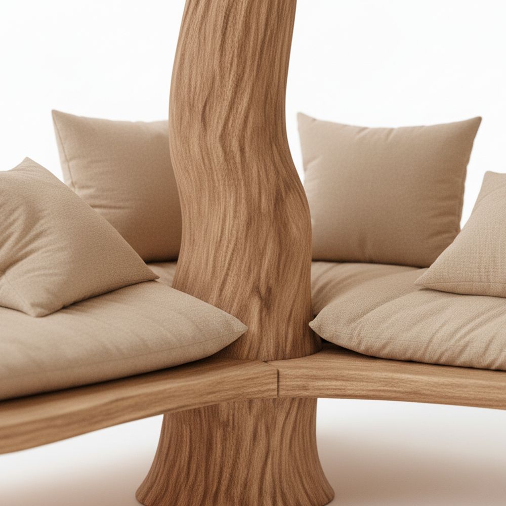 Rustic Tree Bookshelf with Corner Bench – Handmade Wooden Reading Nook for Kids & Nature Lovers