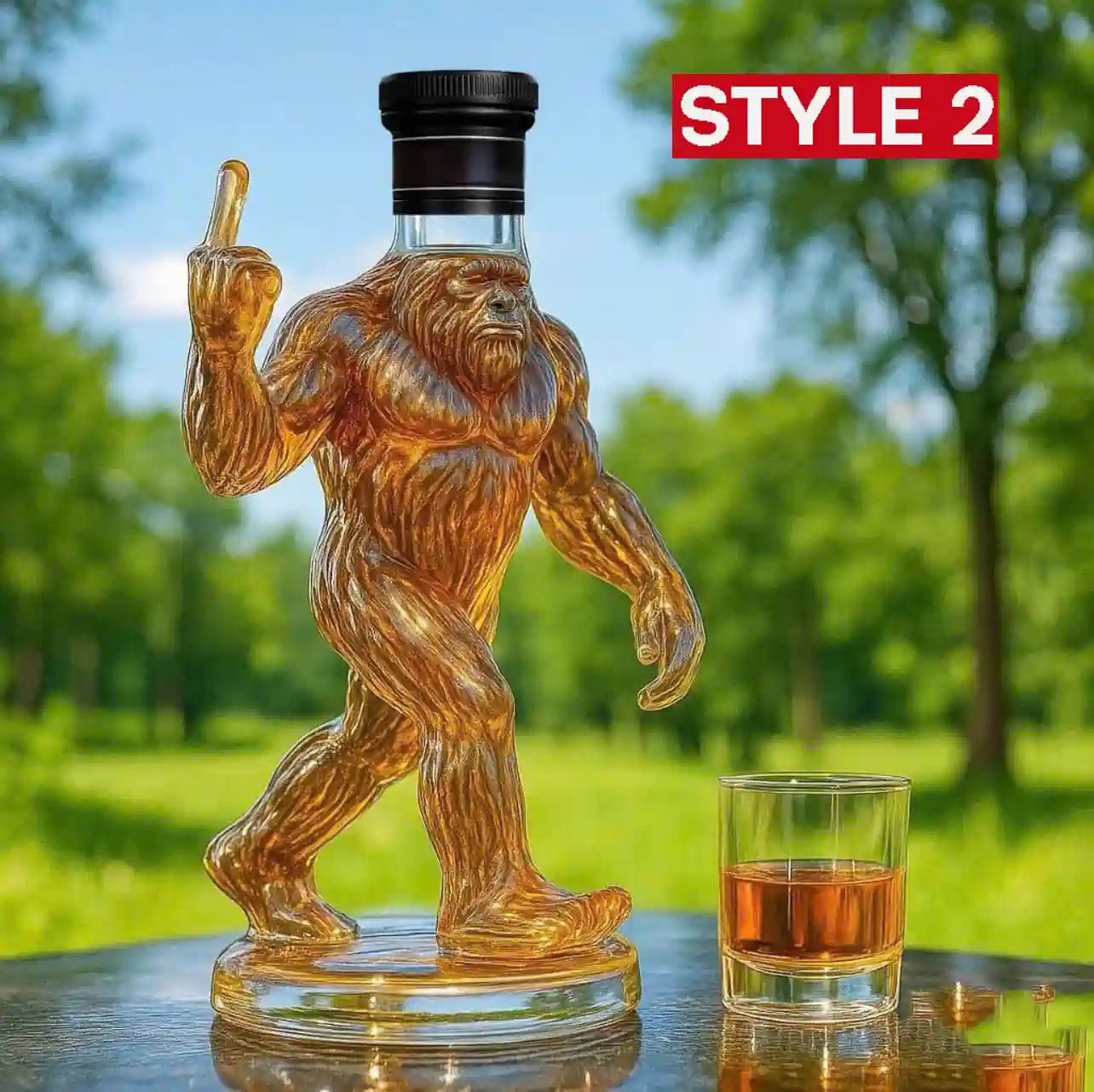 Funny Bigfoot Crown Royal Middle Finger Whiskey Bottle