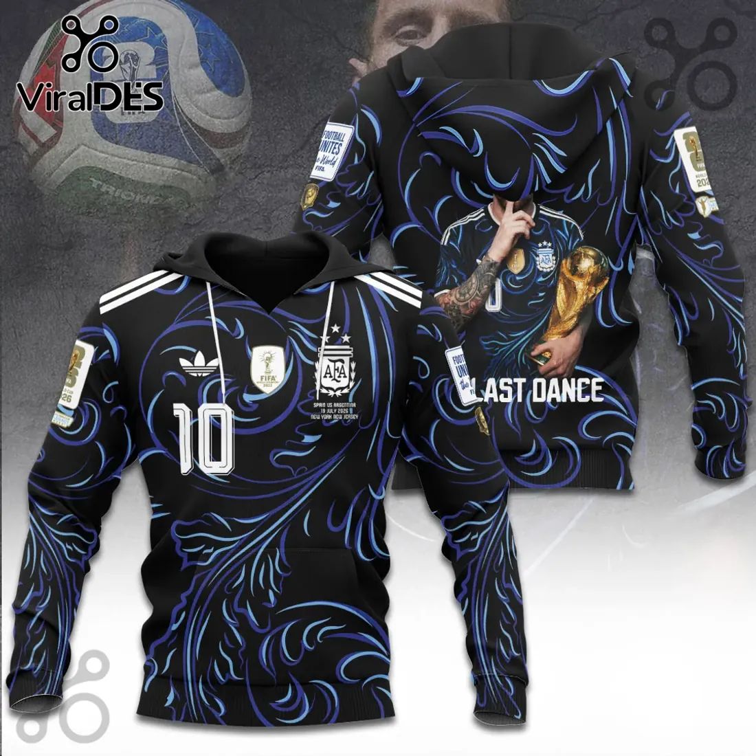 Argentina National Team Messi 2026 World Cup Black Hoodie
