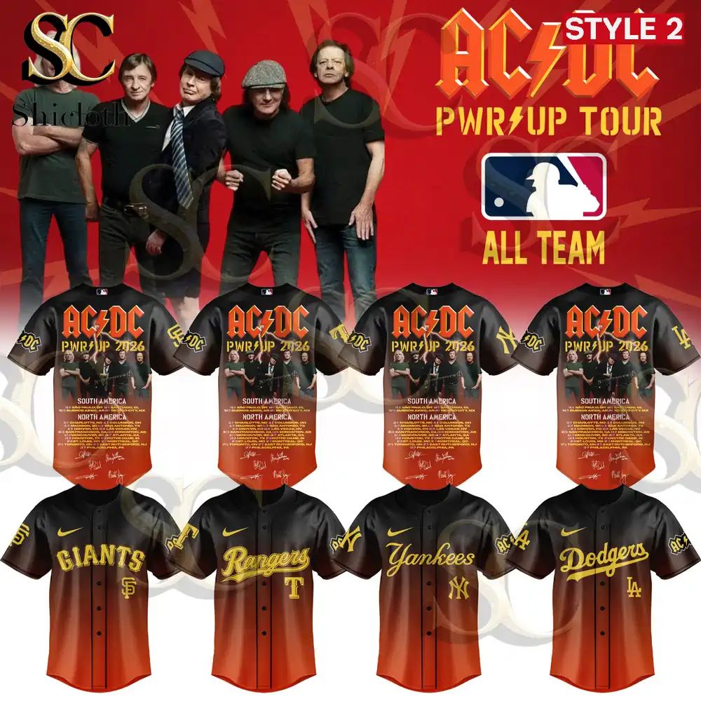 All MLB Teams x ACDC Power Up Tour 2026 Jersey