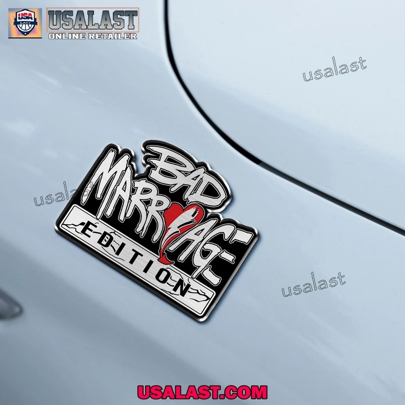 Bad Marriage Rock Edition 3D Engraved Car Emblem Sticker