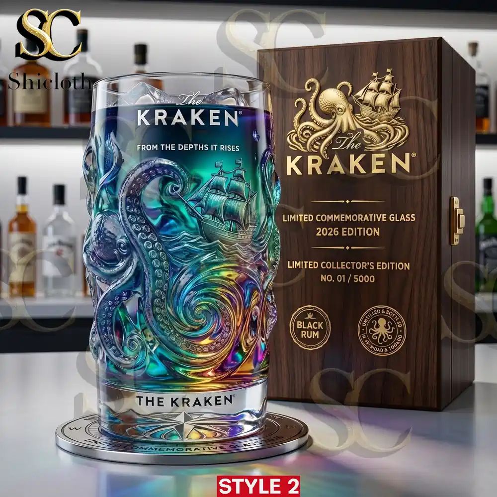The Kraken 2026 Holographic Relief Commemorative Beer Glass