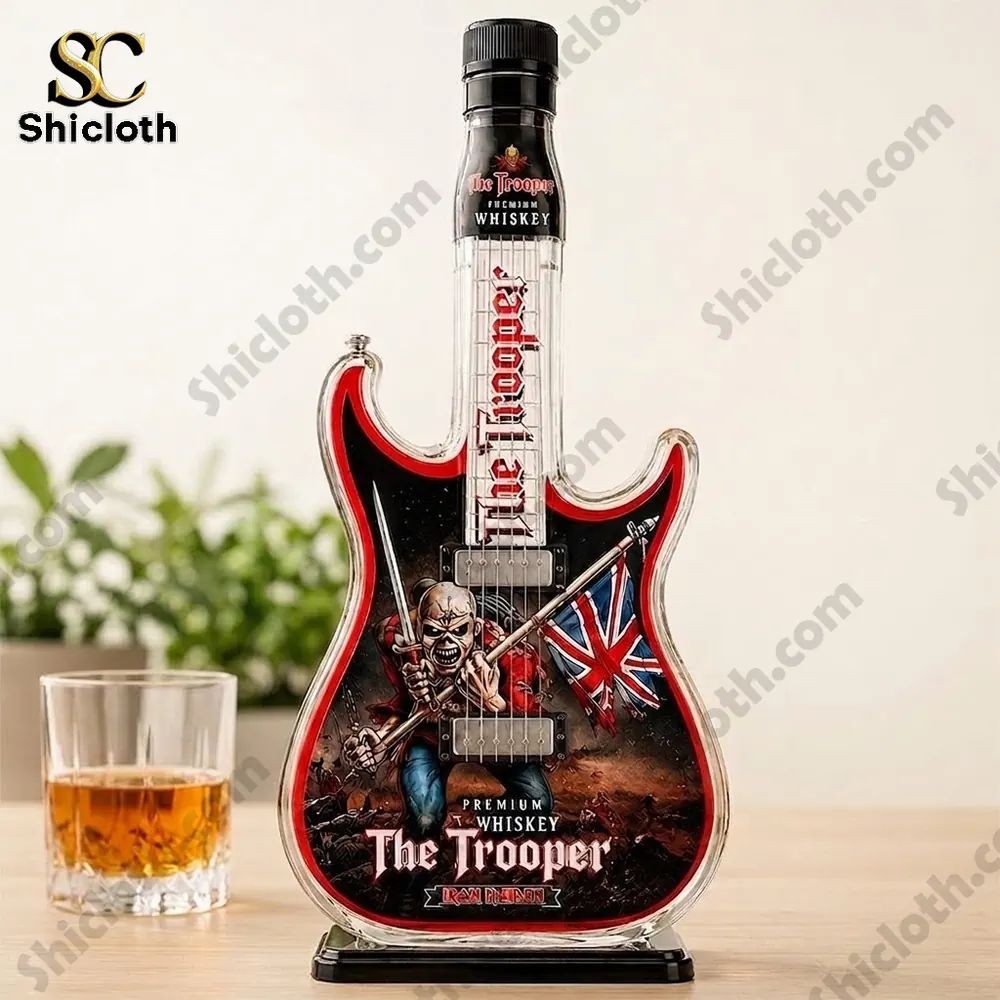 2026 Iron Maidens The Trooper Guitar Whiskey Bottle