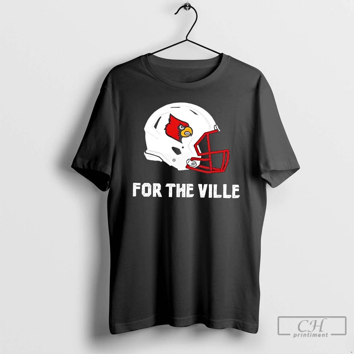 Premium Louisville Cardinals For The Ville Football Helmet 2 Sided T Shirts