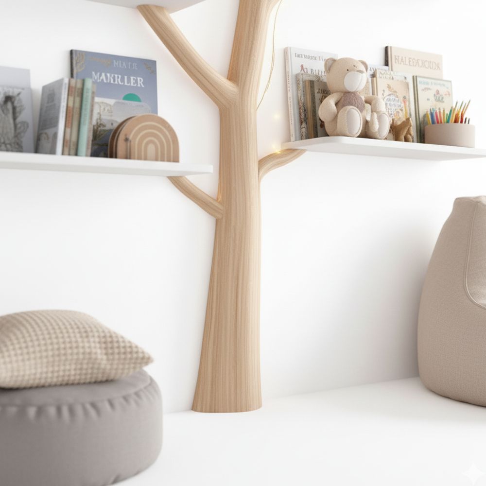 Handmade Montessori Tree Bookshelf Kids – Solid Wood Floating Shelves Bookcase Nursery