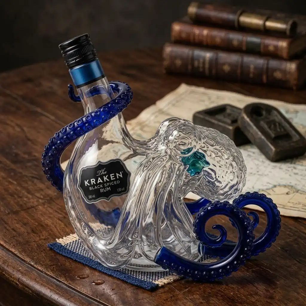 The Kraken Black Spiced Rum 3D Sculpted Octopus Collector’s Whiskey Bottle