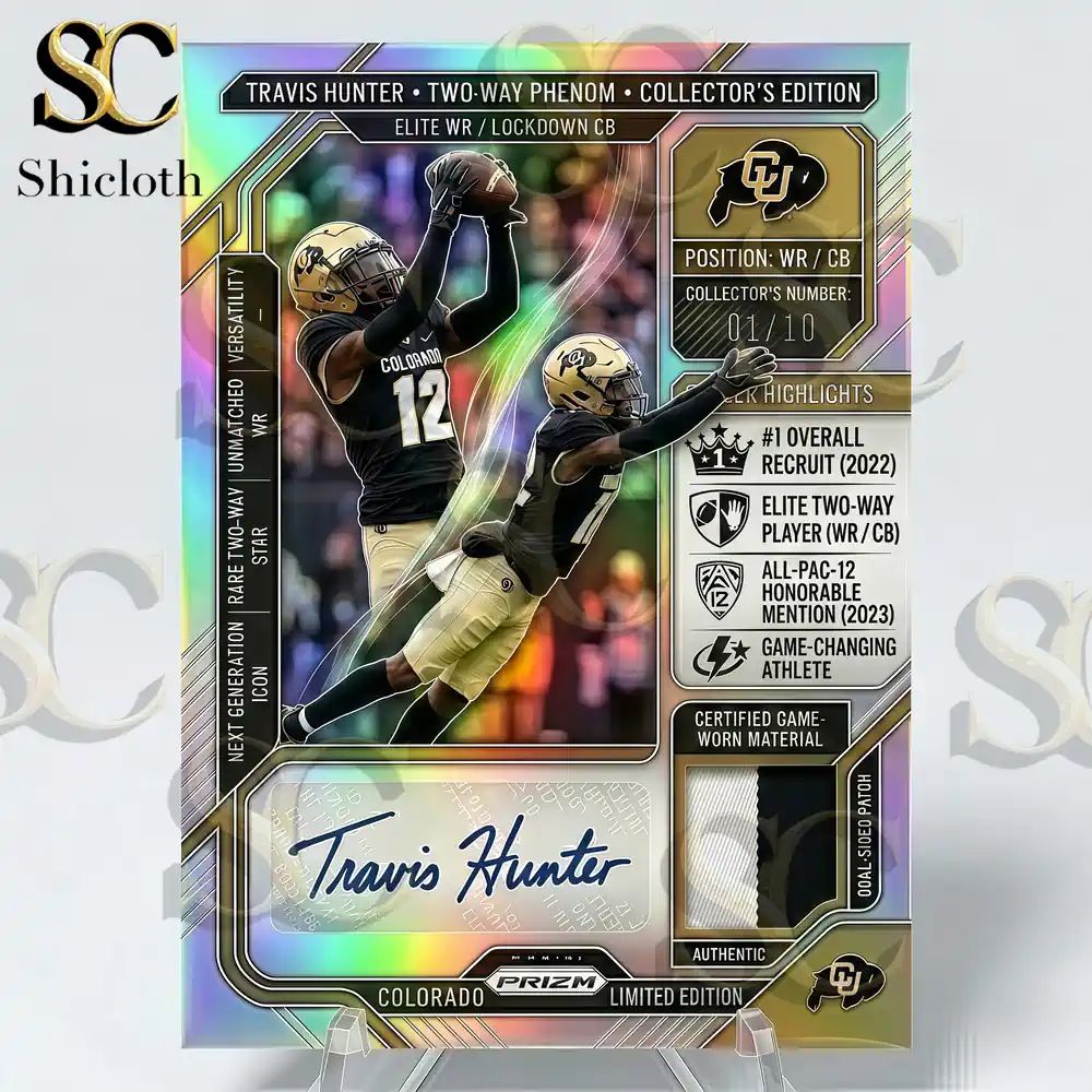 Travis Hunter Rookie Auto Patch Prizm Card