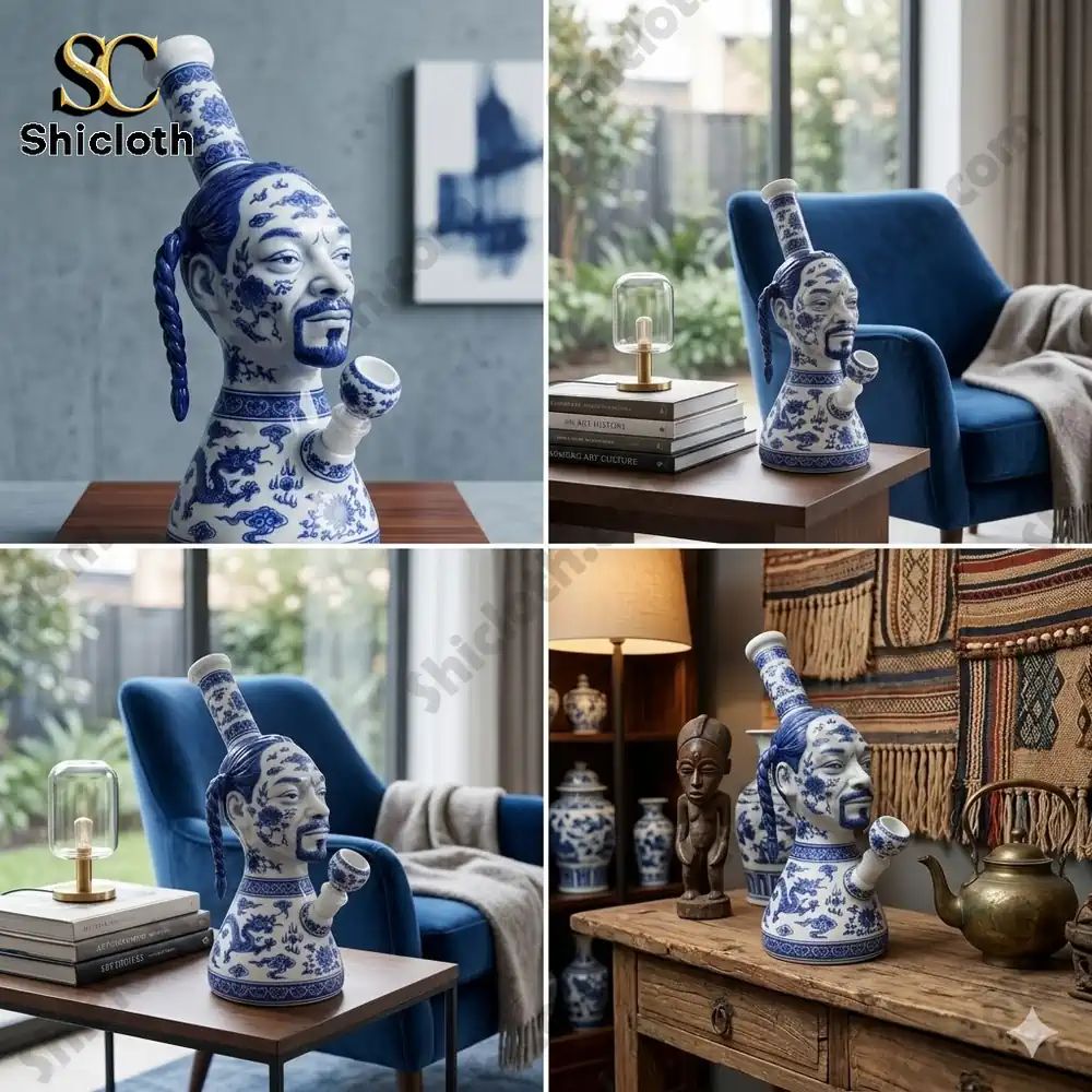 Snoop Dogg Blue and White Porcelain Bong