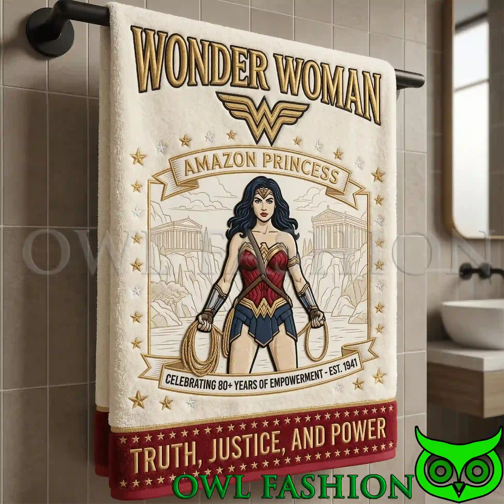 Wonder Woman Trust Justice and Power Premium Bath Towels