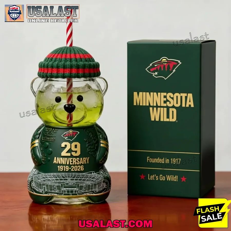 Minnesota Wild 29th Anniversary 1997-2026 Bear Glass Bottle