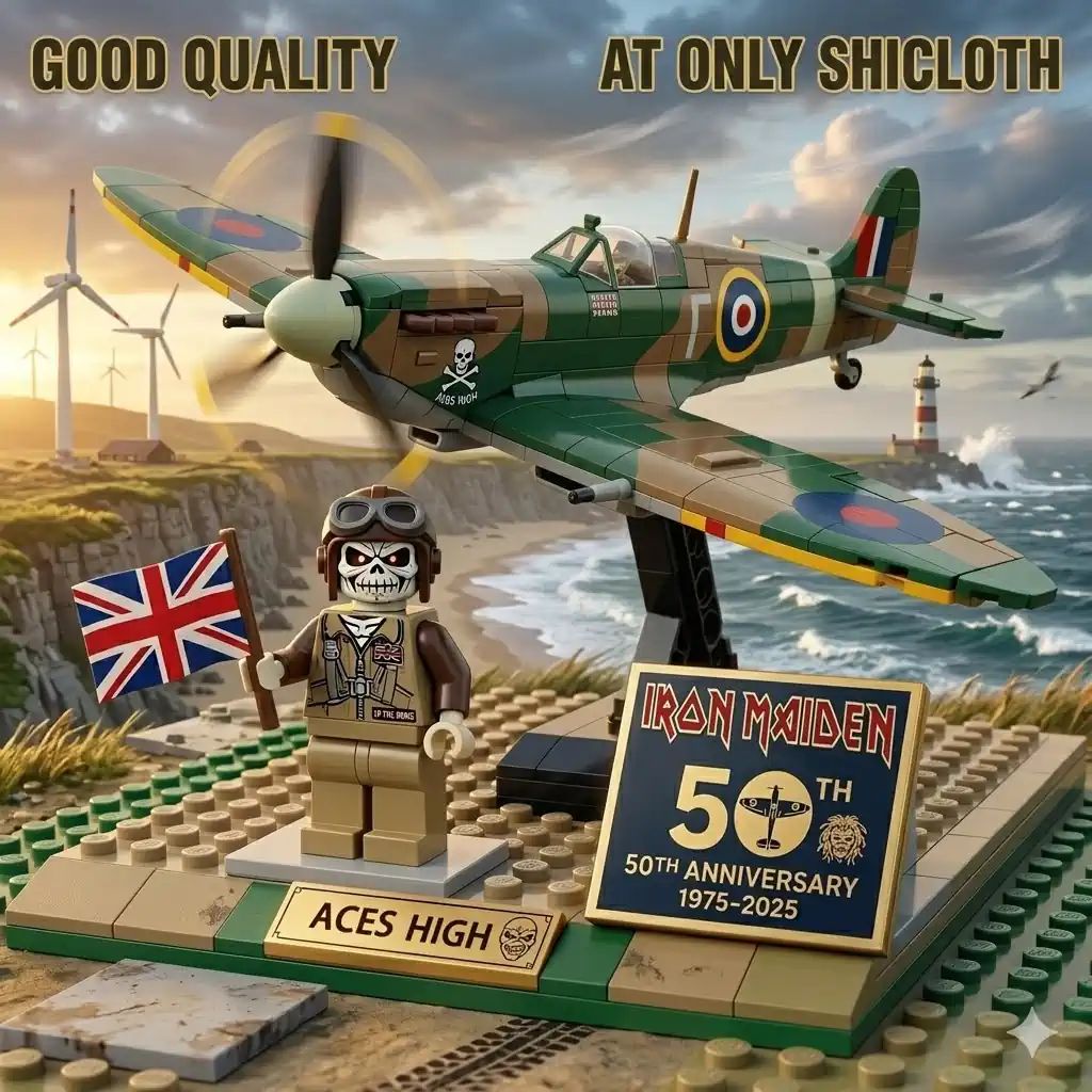 Iron Maiden 50Th Anniversary The Aces High Spitfire Diorama Building Block Set