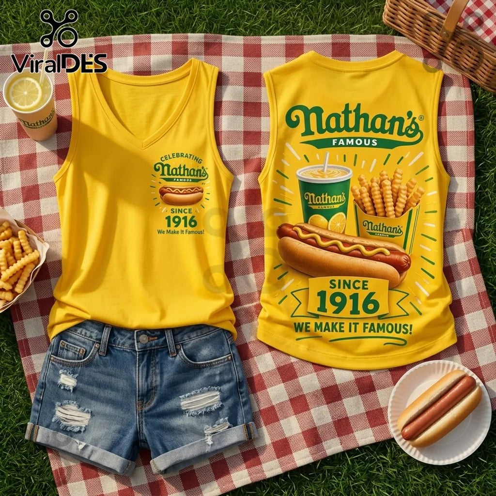 Nathan’s Famous Since 1916 V-Neck Tank Top