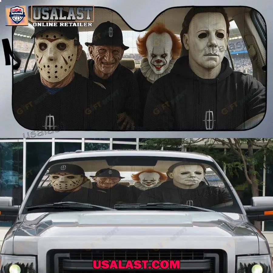 Lincoln x Horror Movie Characters Car Sunshade, Car Windshield Cover
