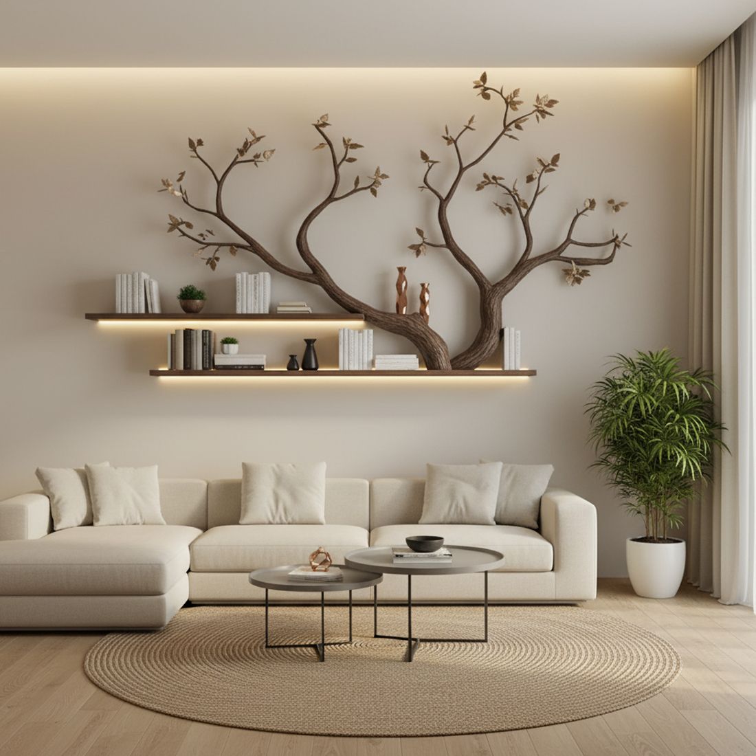 Handcrafted Tree Branch Bookshelf – Nature-Inspired Wall Art & Storage