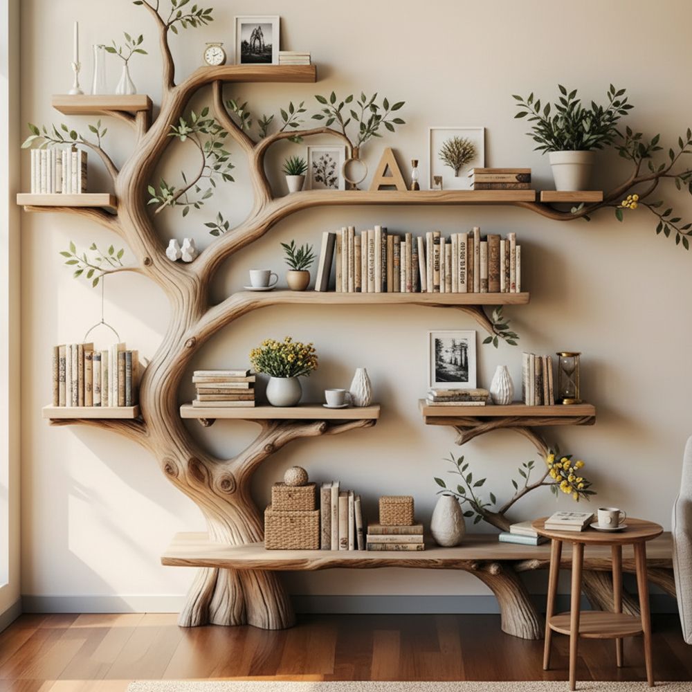 Tree Branch Wall Shelf – Handcrafted Nature-Inspired Display In Solid Wood