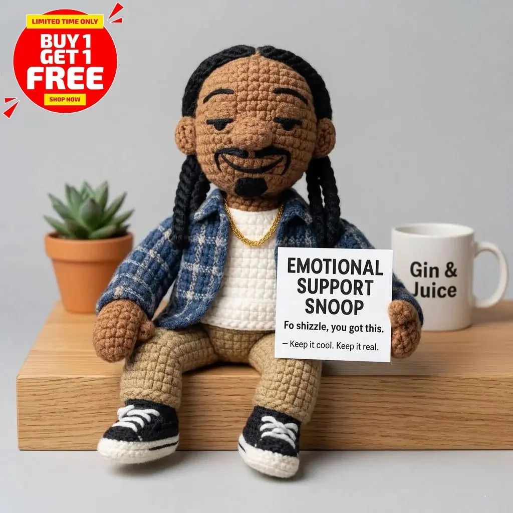 Emotional Support Snoop Crochet Doll Handmade Rapper Amigurumi Desk Toy