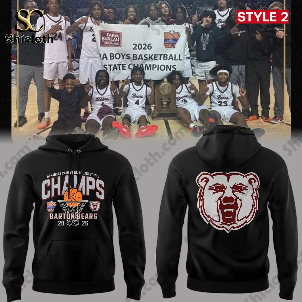 Barton Bears 2026 Arkansas 2A Boys Basketball State Championship Hoodie