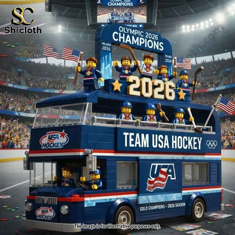 USA Hockey Team 2026 Olympic Champions Celebration Bus Building Brick
