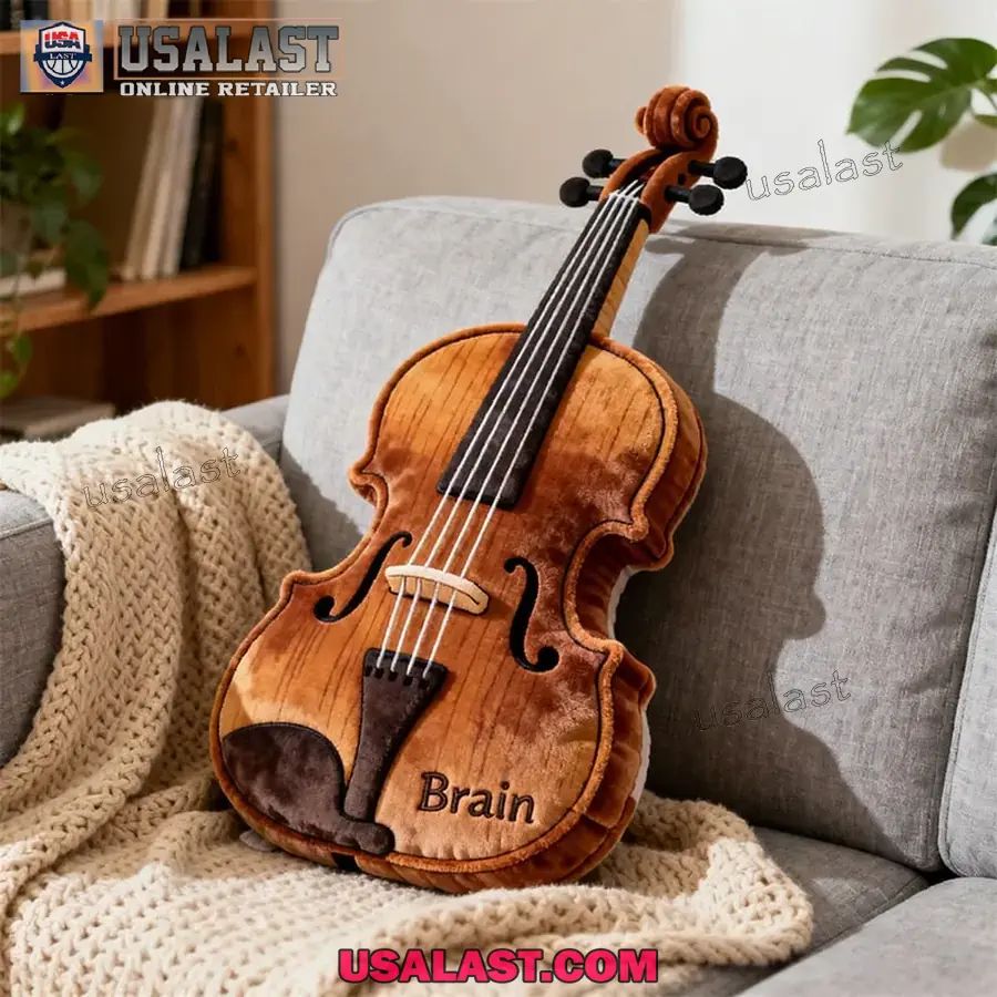 Personalized Classic Violin Shape Plush Pillow