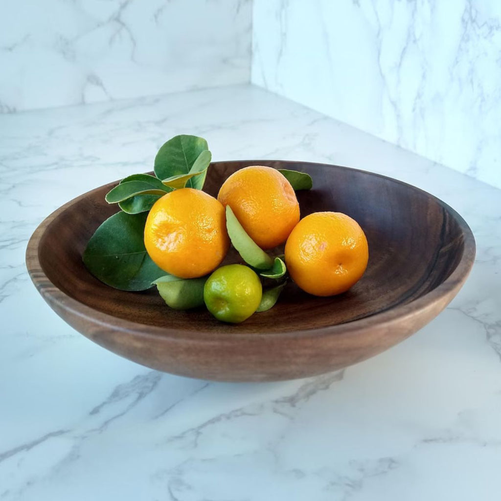 Hand-Turned Walnut Wood Bowl – Dark, Rich Warmth