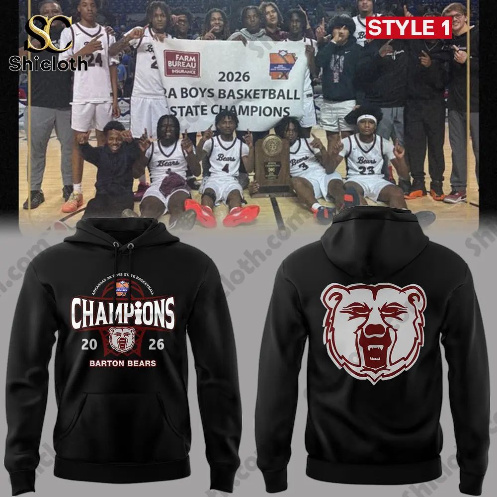 Barton Bears 2026 Arkansas 2A Boys Basketball State Championship Hoodie