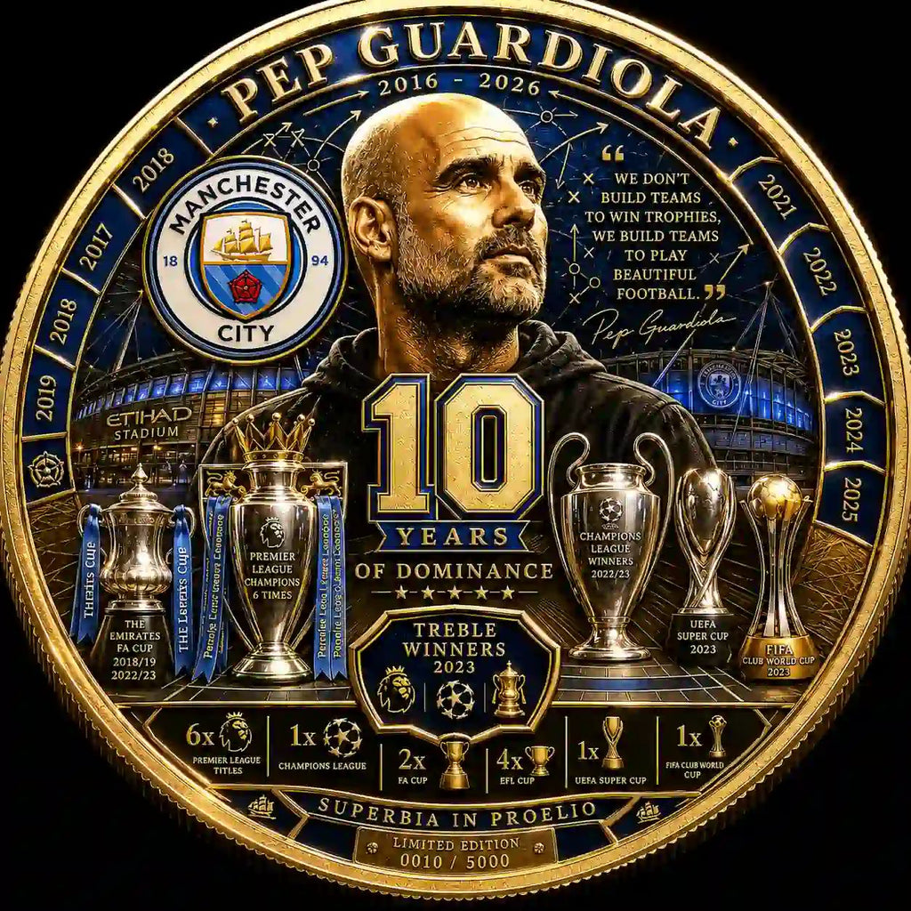 Man City Pep Guardiola 10 Years of Greatness Commemorative Challenge Coin