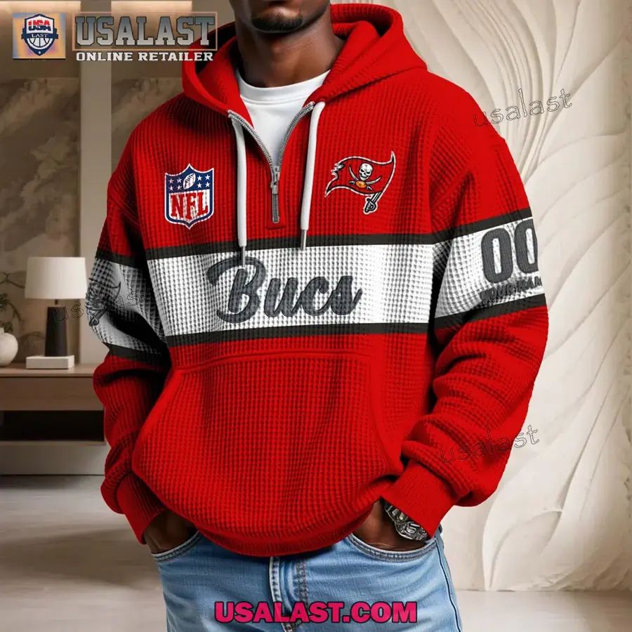 Tampa Bay Buccaneers Waffle Half Zip Hoodie