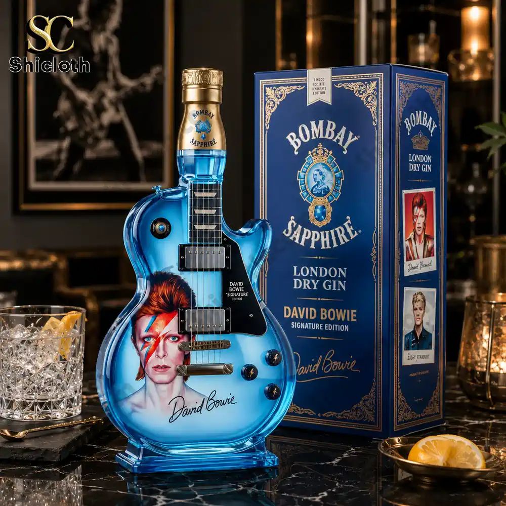 David Bowie Guitar Shaped Collectible Whiskey Bottle