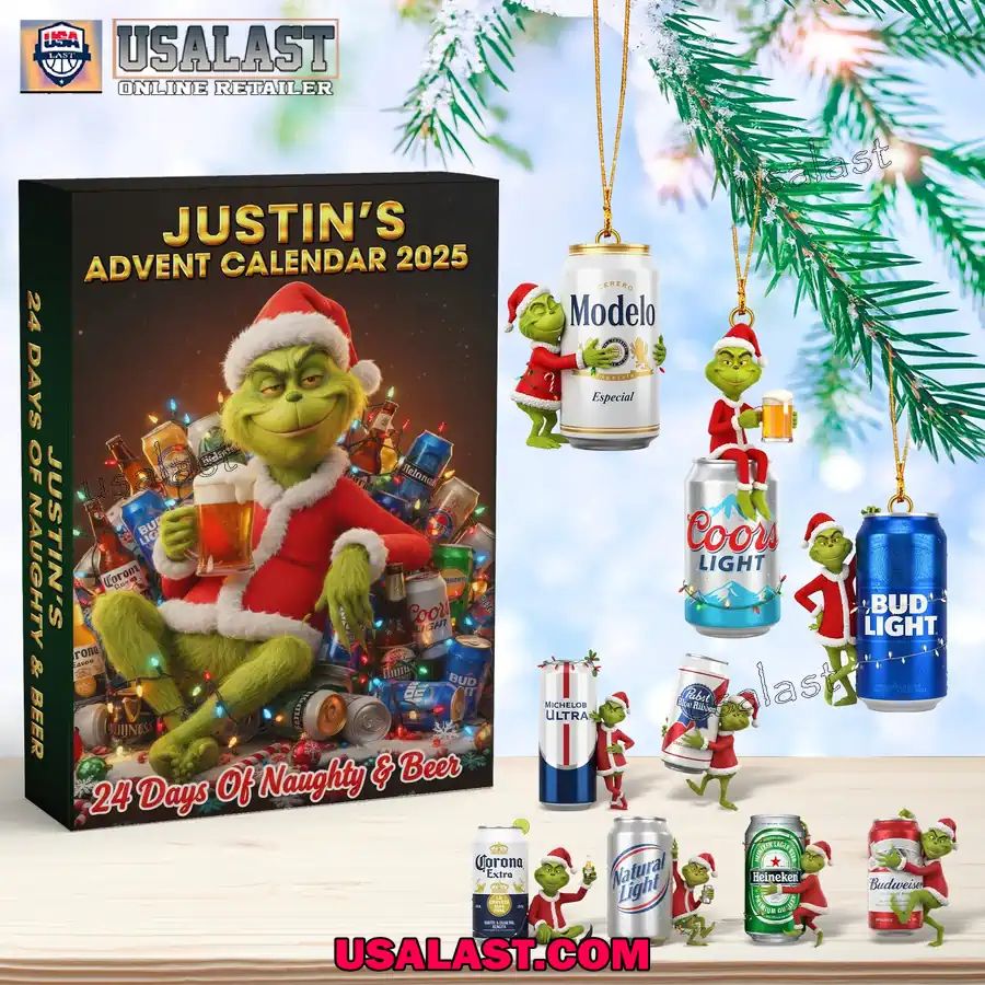 Personalized Grinch Naughty Beer Advent Calendar 2025