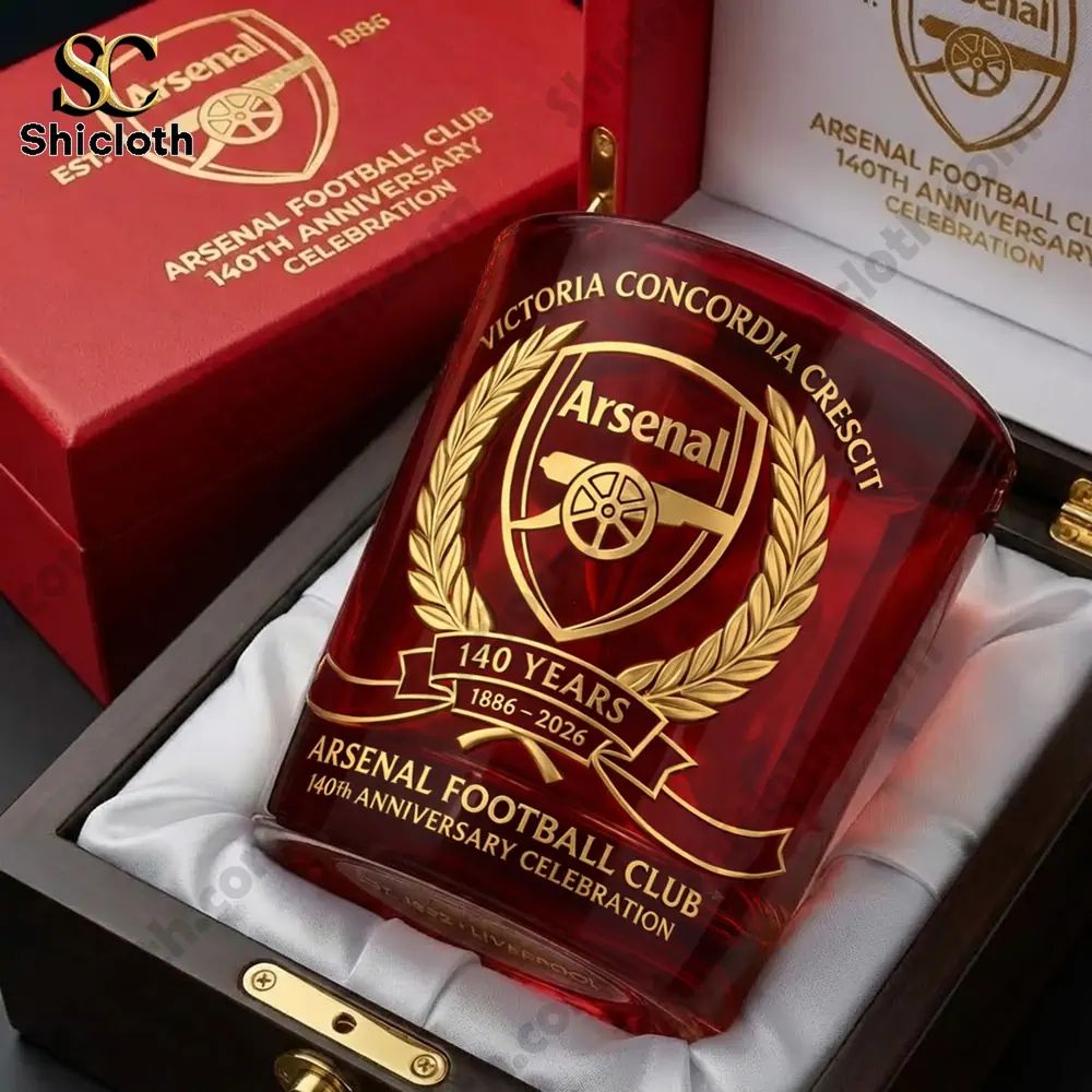 Arsenal 140 Years 1886-2026 Celebration Stadium Whiskey Glass