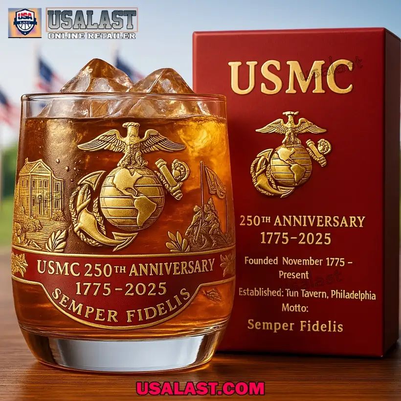 USMC 250th Anniversary 1775-2025 Wine Glass