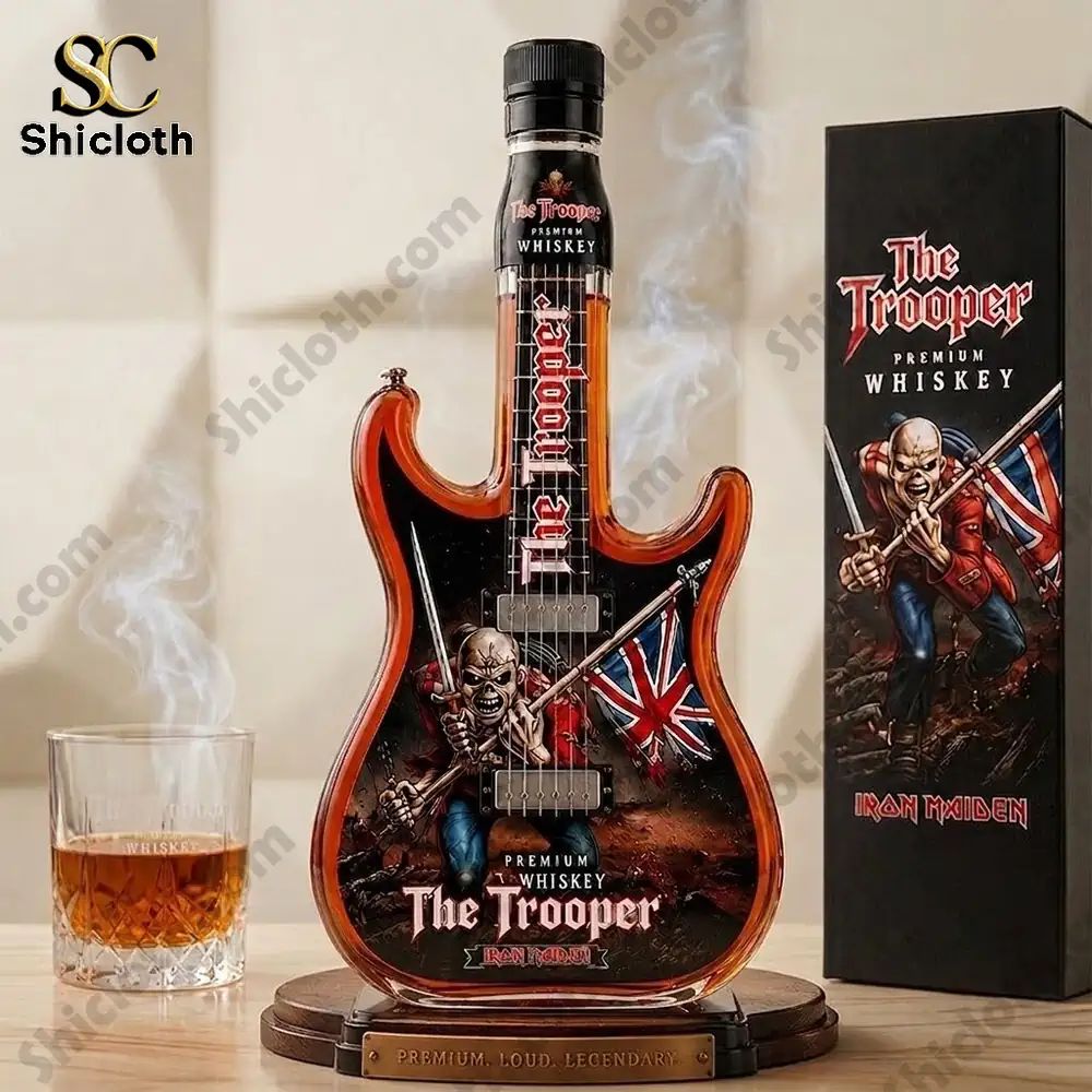 2026 Iron Maidens The Trooper Guitar Whiskey Bottle