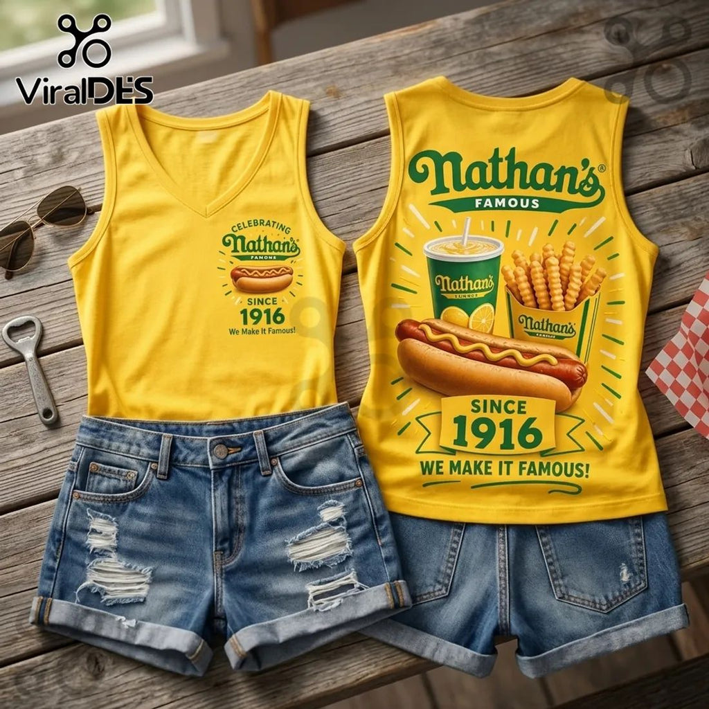 Nathan’s Famous Since 1916 V-Neck Tank Top