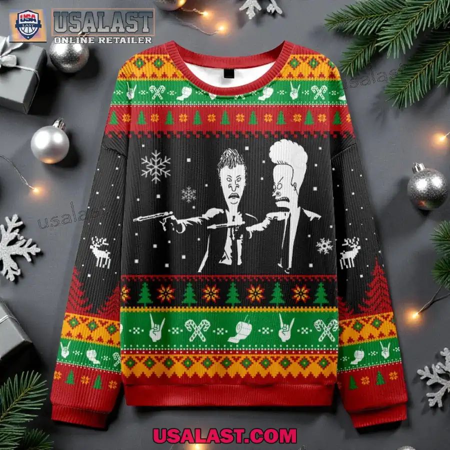 Beavis And Butthead Pulp Fiction Ugly Christmas Sweater