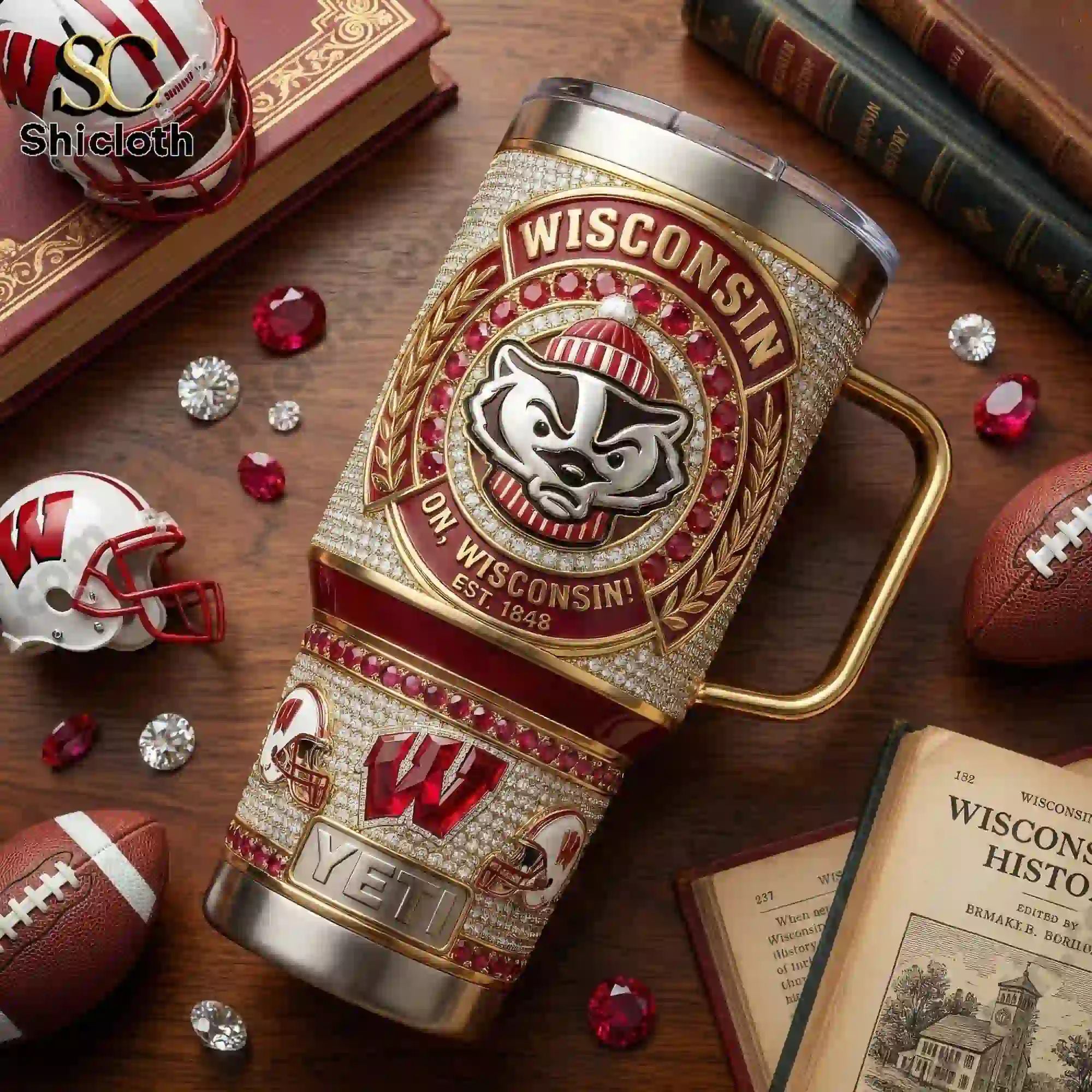 Wisconsin Badgers 40oz Tumbler With Handle